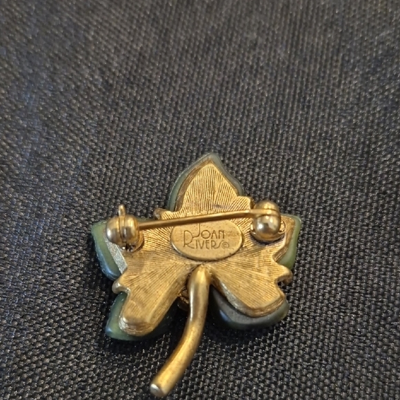 Joan Rivera Leaf Brooch with Green and Gold Accents - Picture 3 of 4